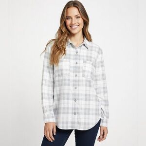 C&C California Women’s Gray Plaid Button Down Shirt